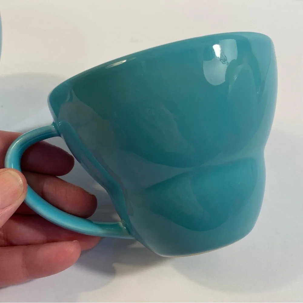 Crate & Barrel Camilla Engdahl Coffee Tea Cups Mugs in Turquoise Blue Set of 2